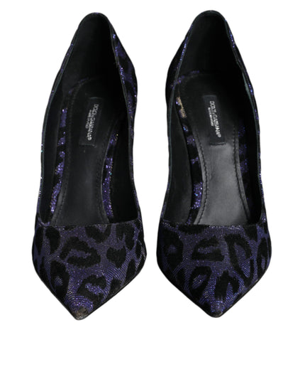 Dolce & Gabbana Violet Leopard Lurex High Heels Pumps Shoes