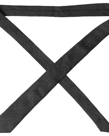 Dolce & Gabbana Dark Gray Plaid Patterned Silk Adjustable Men Tie