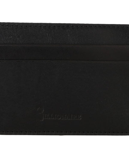 Billionaire Italian Couture Black Leather Cardholder Wallet