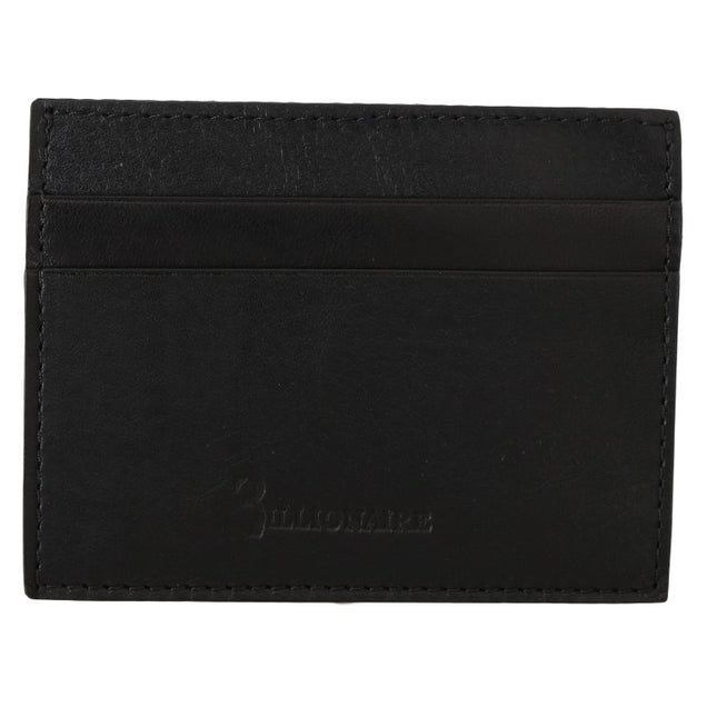 Billionaire Italian Couture Black Leather Cardholder Wallet