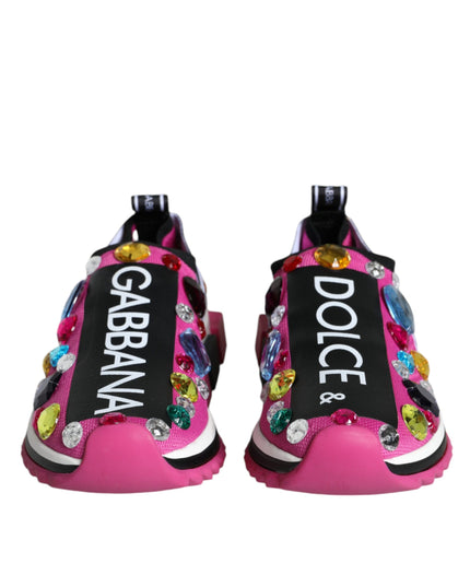Dolce & Gabbana Pink Sorrento Crystals Low Top Sneakers Shoes