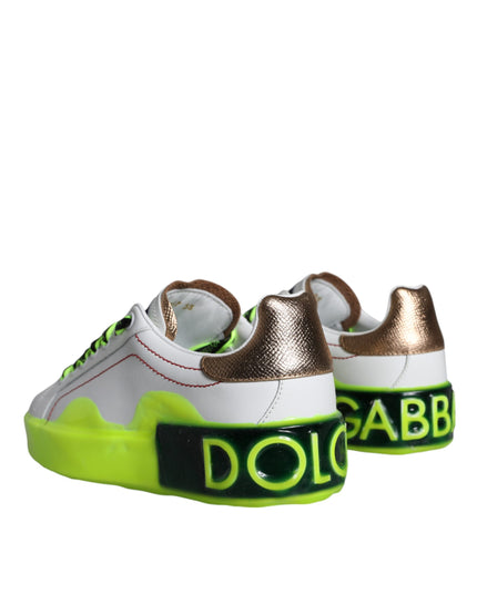 Dolce & Gabbana White Leather Portofino Low Top Sneakers Shoes