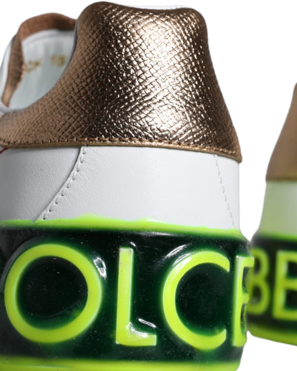 Dolce & Gabbana White Leather Portofino Low Top Sneakers Shoes