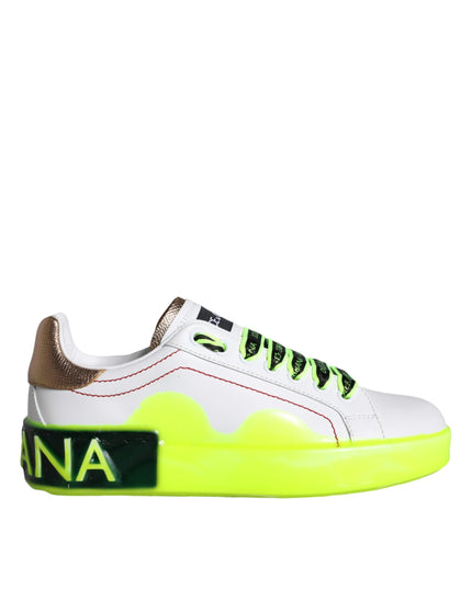 Dolce & Gabbana White Leather Portofino Low Top Sneakers Shoes