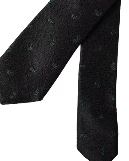 Dolce & Gabbana Black Fantasy 100% Silk Adjustable Men Tie