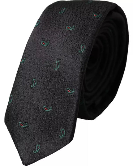 Dolce & Gabbana Black Fantasy 100% Silk Adjustable Men Tie