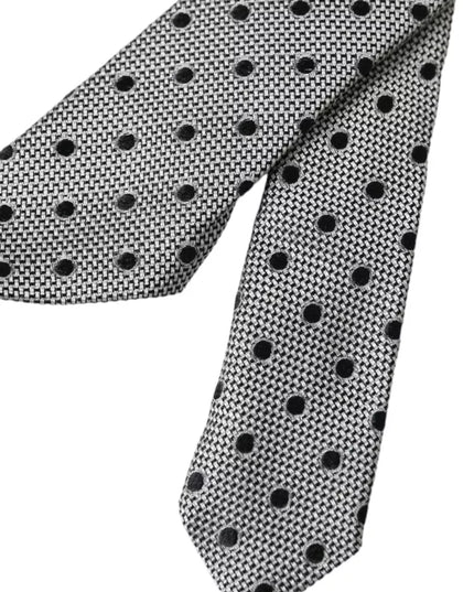 Dolce & Gabbana Black White Dot Fantasy Silk Adjustable Men Tie