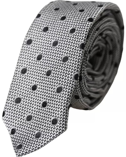 Dolce & Gabbana Black White Dot Fantasy Silk Adjustable Men Tie