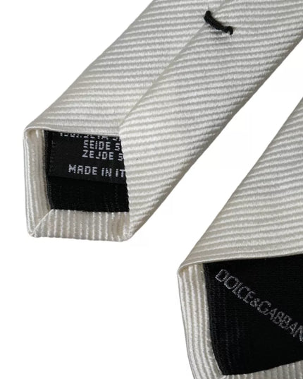 Dolce & Gabbana White Solid 100% Silk Adjustable Tie