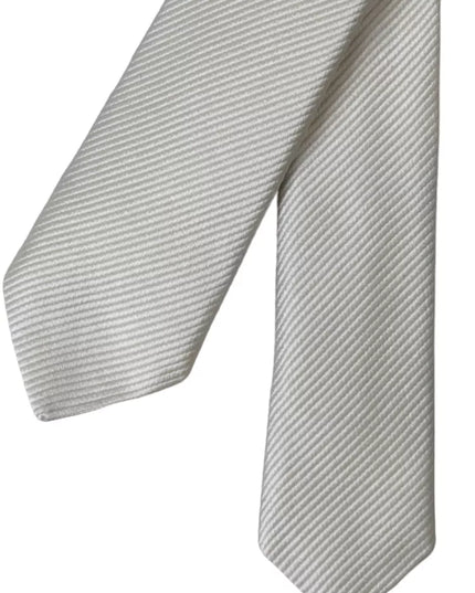 Dolce & Gabbana White Solid 100% Silk Adjustable Tie