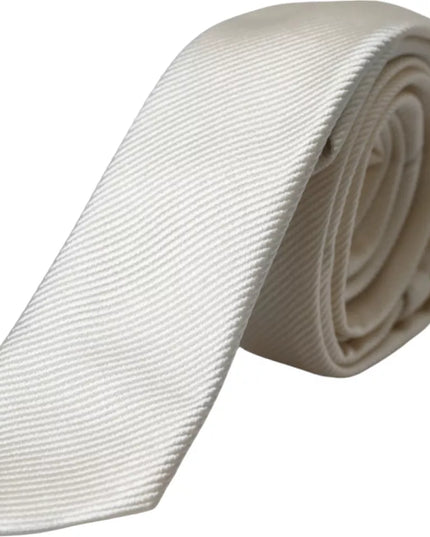 Dolce & Gabbana White Solid 100% Silk Adjustable Tie