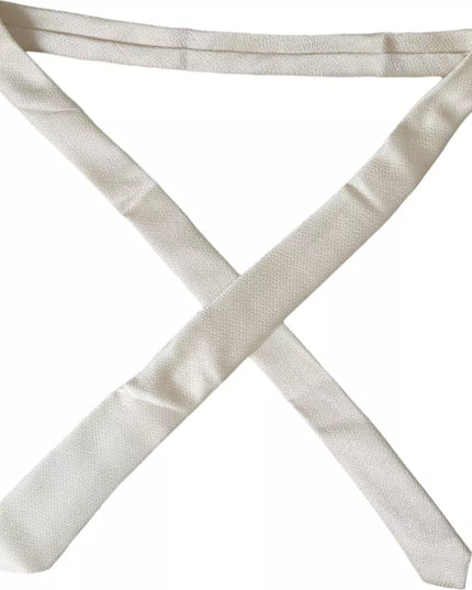 Dolce & Gabbana Off White 100% Silk Adjustable Necktie Men Tie