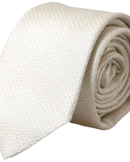 Dolce & Gabbana Off White 100% Silk Adjustable Necktie Men Tie