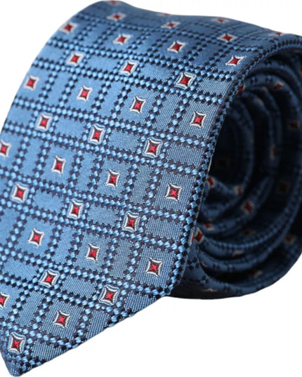 Dolce & Gabbana Blue Patterned 100% Silk Adjustable Men Tie
