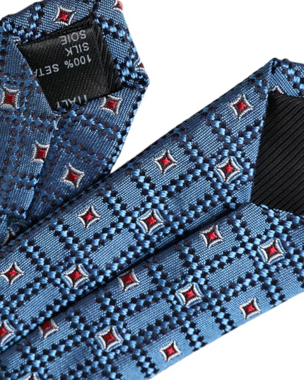 Dolce & Gabbana Blue Patterned 100% Silk Adjustable Men Tie