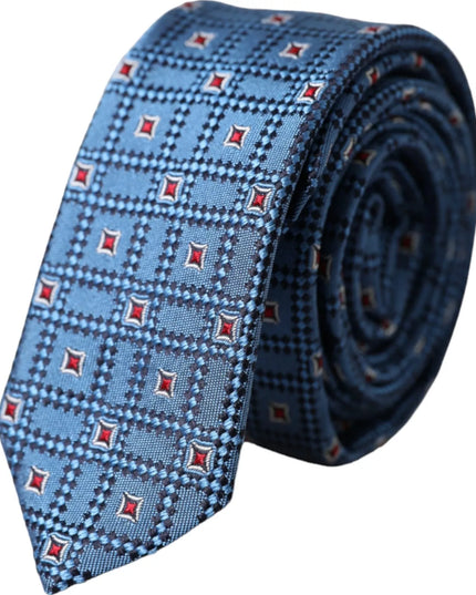 Dolce & Gabbana Blue Patterned 100% Silk Adjustable Men Tie