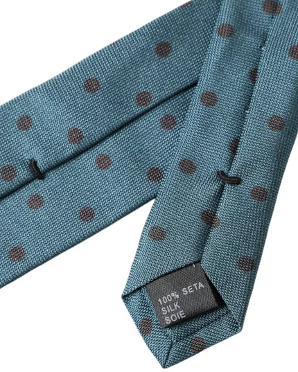 Dolce & Gabbana Green Black Polka Dot Silk Adjustable Men Tie