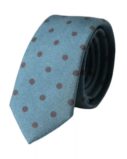 Dolce & Gabbana Green Black Polka Dot Silk Adjustable Men Tie