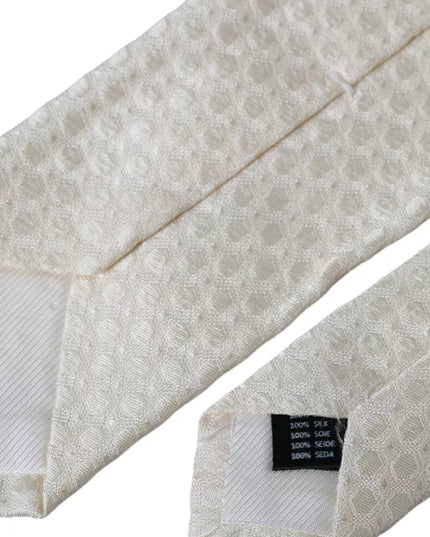 Dolce & Gabbana Off White Silk Adjustable Necktie Men Tie