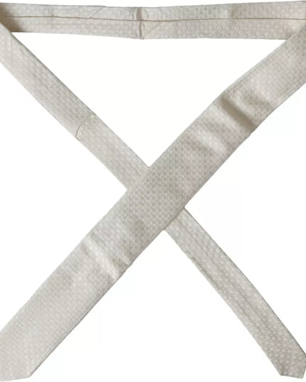 Dolce & Gabbana Off White Silk Adjustable Necktie Men Tie