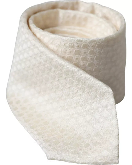 Dolce & Gabbana Off White Silk Adjustable Necktie Men Tie