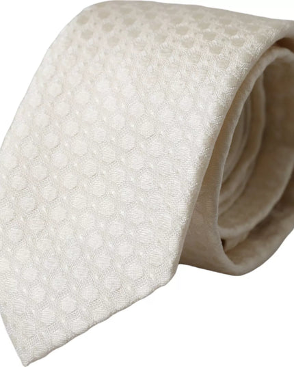 Dolce & Gabbana Off White Silk Adjustable Necktie Men Tie