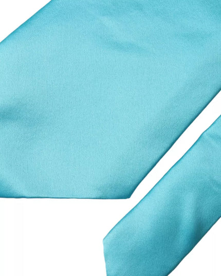 Dolce & Gabbana Light Blue Satin Silk Wide Adjustable Men Tie