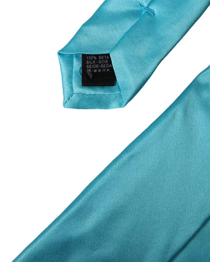Dolce & Gabbana Light Blue Satin Silk Wide Adjustable Men Tie