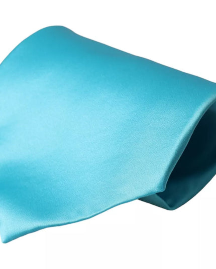 Dolce & Gabbana Light Blue Satin Silk Wide Adjustable Men Tie