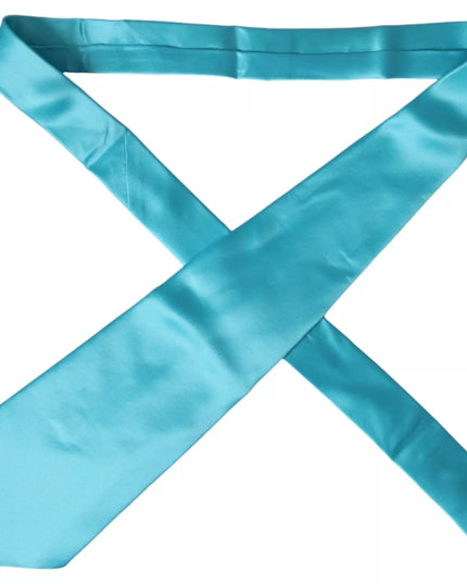 Dolce & Gabbana Light Blue Satin Silk Wide Adjustable Men Tie