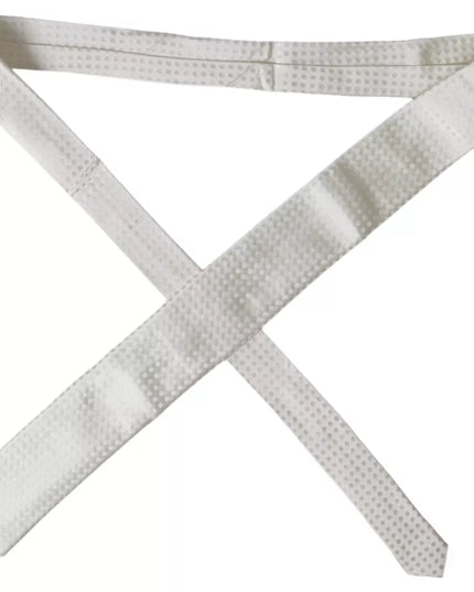 Dolce & Gabbana White Dotted Silk Classic Adjustable Men Tie