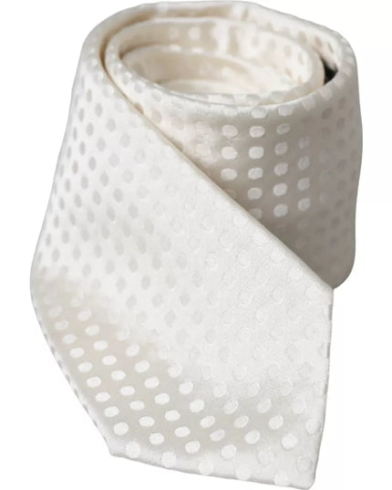 Dolce & Gabbana White Dotted Silk Classic Adjustable Men Tie