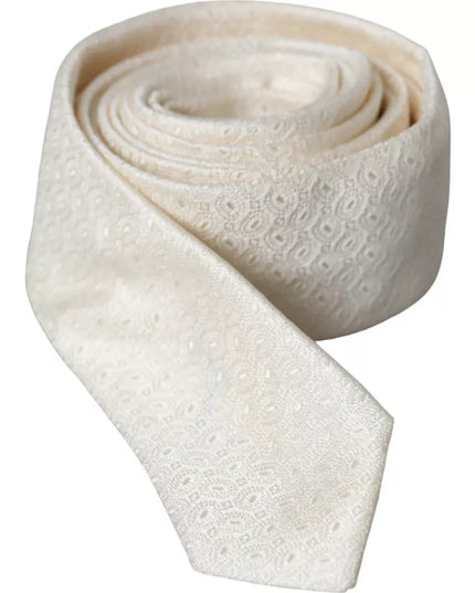 Dolce & Gabbana Off White Patterned Silk Adjustable Men Tie