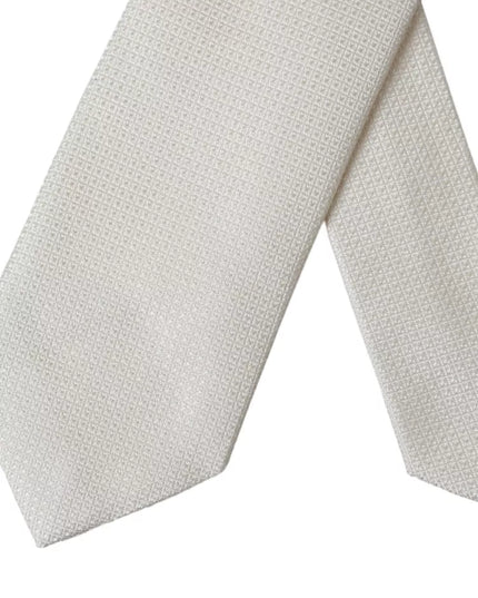 Dolce & Gabbana Off White Patterned Silk Classic Adjustable Tie