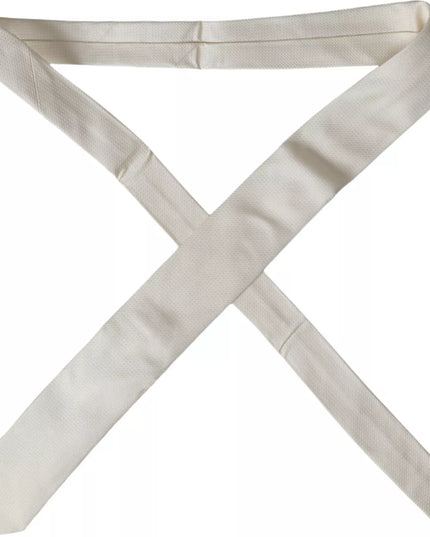 Dolce & Gabbana Off White Patterned Silk Classic Adjustable Tie