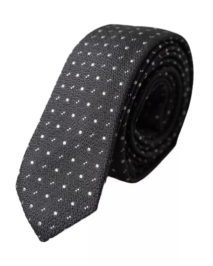 Dolce & Gabbana Black Polka Dot Silk Adjustable Men Tie