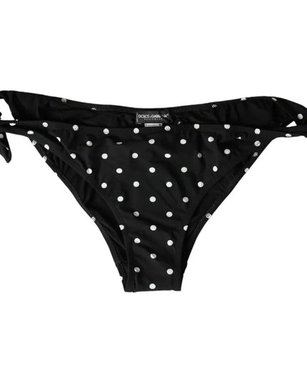 Dolce & Gabbana Black Polka Dot Swimwear Beachwear Bottom Bikini