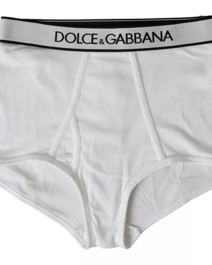 Dolce & Gabbana White Cotton Stretch Branded Logo Underwear