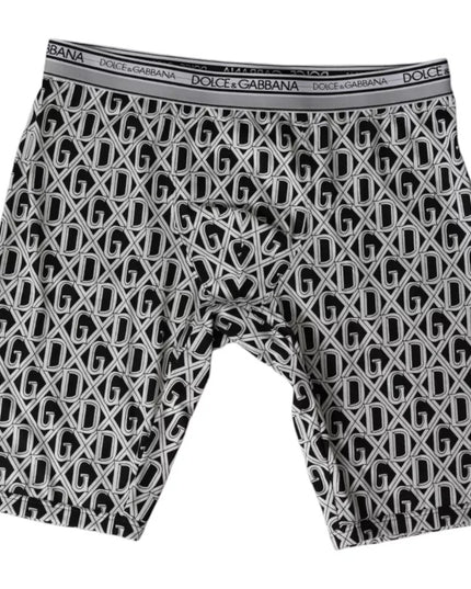 Dolce & Gabbana Black White DG Logo Cotton Stretch Cycling Underwear Men