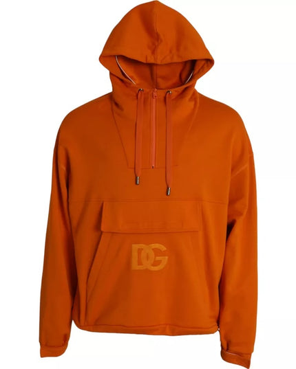 Dolce & Gabbana Orange Hooded Pullover Sweatshirt Sweater