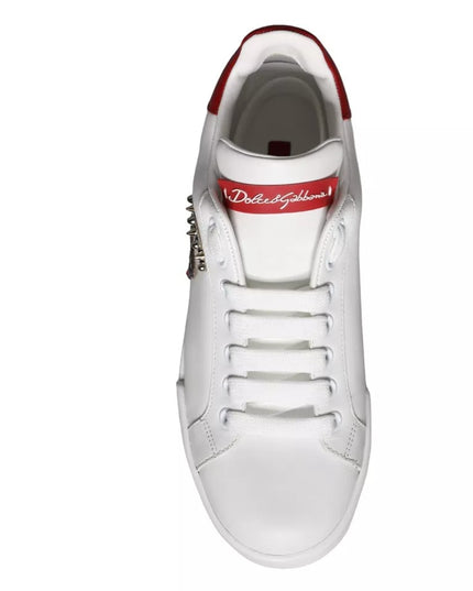 Dolce & Gabbana White Patch Calfskin Nappa Portofino Sneakers Shoes