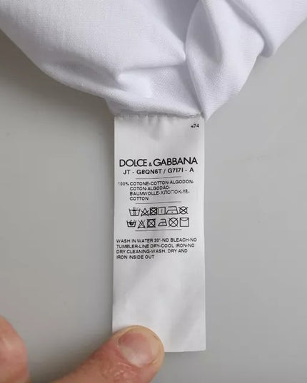 Dolce & Gabbana White Camouflage Stars Crew Neck Men T-shirt