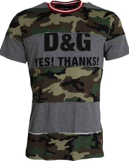 Dolce & Gabbana Multicolor Camouflage Cotton Crew Neck Men T-shirt