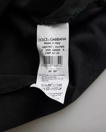 Dolce & Gabbana Black Graphic Print Cotton Crew Neck T-shirt