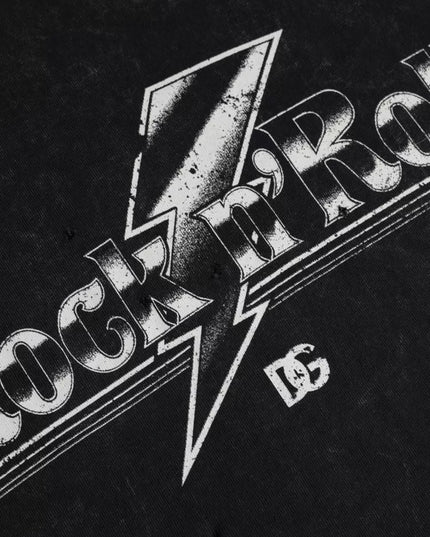 Dolce & Gabbana Black Graphic Print Cotton Crew Neck T-shirt