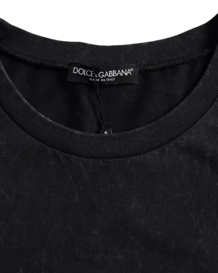 Dolce & Gabbana Black Graphic Print Cotton Crew Neck T-shirt
