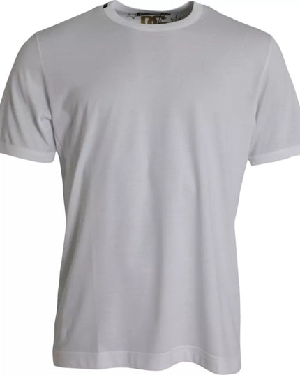 Dolce & Gabbana White Cotton Round Neck Short Sleeves T-shirt