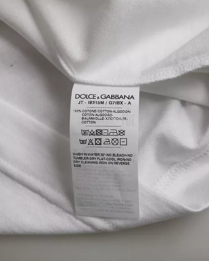 Dolce & Gabbana White Cotton Round Neck Short Sleeves T-shirt