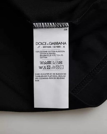 Dolce & Gabbana Black Cotton Round Neck Short Sleeves Men T-shirt
