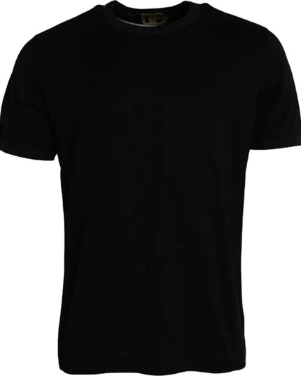 Dolce & Gabbana Black Cotton Round Neck Short Sleeves Men T-shirt